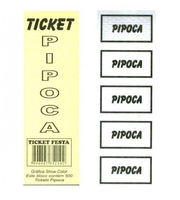 Bloco Fichas para Pipoca c/500 tickets - 01 unidade 